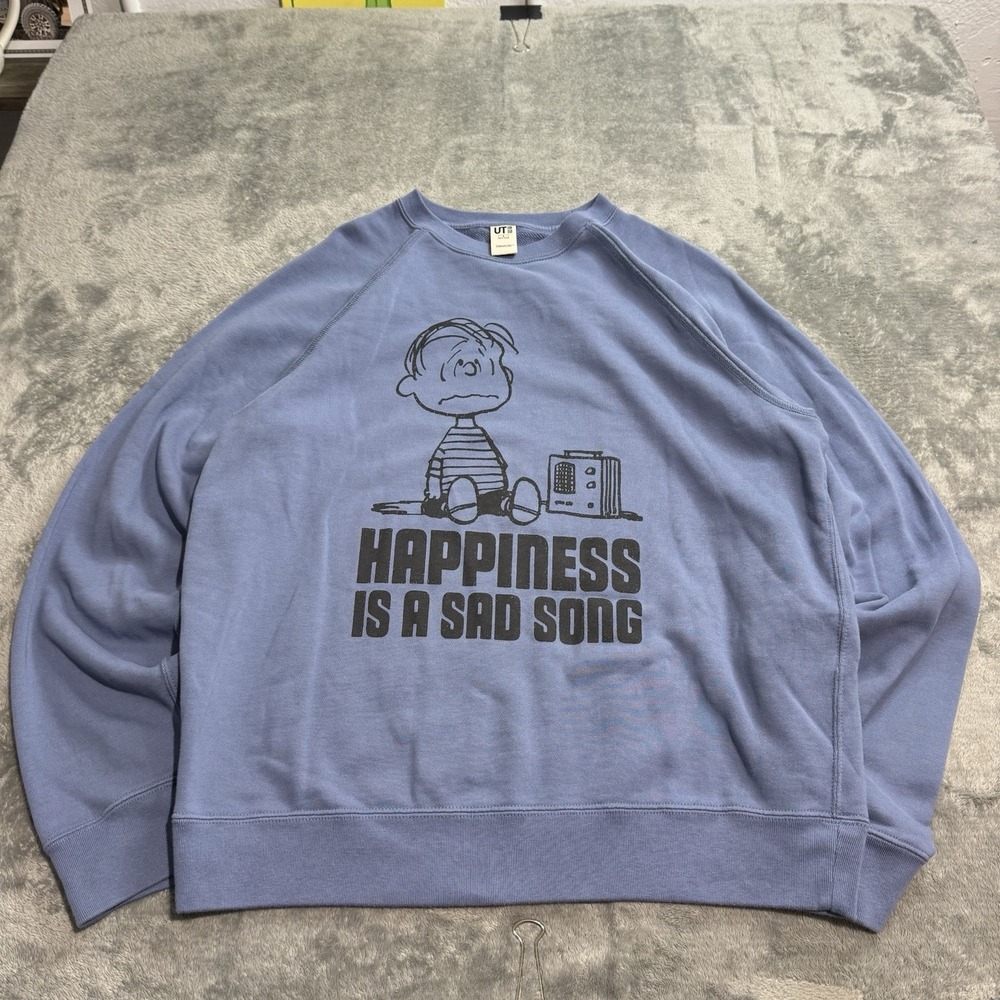 Uniqlo x Peanuts 1950 Retro Style Sweatshirt Mens S "Happiness is a Sad Song"